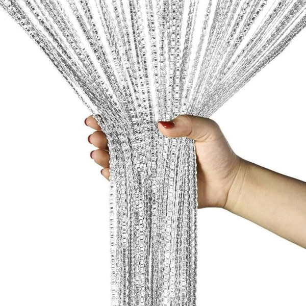 2 Pack Sequin Curtain for Door Door Closet Bedroom Blinds Living Room Divider Window Wall Panel Fringe Backdrops Sheer No Beads Decorative Crystal White
