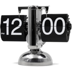 Flip Desk Clock, Quartz Movement, Mechanical Flip Clock, Single Foot Car for Office, Home (Black)