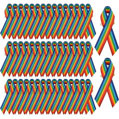 WANDIC 300 Pieces Rainbow Satin Ribbon Pins Grosgrain Ribbon Pride Brooch Rainbow Decor with Safety Pins for LGBTQ Events Decoration