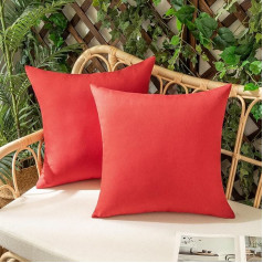 Woaboy Set of 2 Outdoor Cushion Covers, Waterproof Cushion Cover, Decorative Cover, Sofa Cushion, Modern Couch Cushion for Outdoor, Sofa, Balcony, Patio, Garden, 50 x 50 cm, Bright Red
