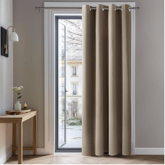 Deconovo Opaque Blackout Eyelet Curtain, 240 x 140 cm (Height x Width), Taupe, Pack of 1