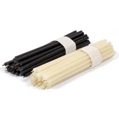 Candle Set Beeswax Candles Black and White No. 140 I High-Quality Ritual Candles L 16 cm Diameter 5.0 mm I 30 min Burning Time I Thin Candles Drip and Smokeless (Pack of 100)