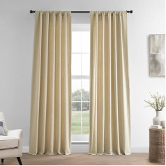 HPD Half Price Drapes French Linen Curtains 96 Inch Long Room Darkening Curtains for Bedroom Living Room 50x96 Inch 1 Panel, Walnut Beige, 50