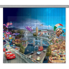 Disney AG Design Cars Kids Curtains/3D Photo Print, Polyester Multi-Colour, 180 x 160 cm