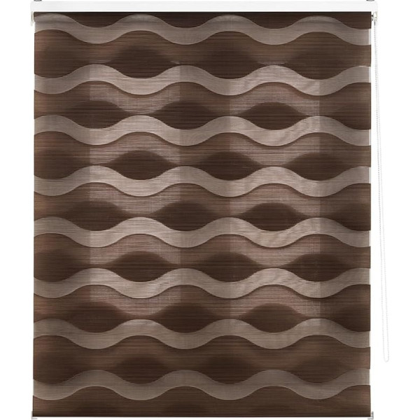 Double Layer Night and Day Roller Blind Wall or Ceiling Mounted Width 120 x Length 180 cm Fabric 117 x 175 cm Brown Window Blind