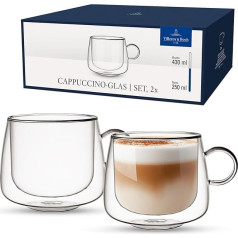 Villeroy & Boch Artesano Hot & Cold Beverages Cappuccino Glass, Set of 2, Double-Walled Glasses for Cold and Hot Drinks, 250 ml, Borosilicate Glass, Dishwasher Safe, Microwave Safe