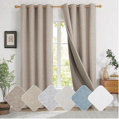 Deconovo Blackout Curtains with Eyelets Living Room 100% Opaque Curtains Bedroom Thermal Curtain Sun Protection Curtain 260 x 140 cm (H x W), Taupe, Set of 2