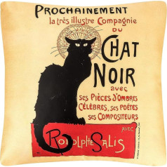 VON LILIENFELD Decorative Cushion Art Motif Chat Noir Cat 40 x 40 cm Sofa Cushion Decorative Home Living Room Cushion Cover with Filling Printed on Both Sides