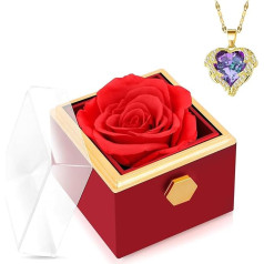Eternal Rose Infinity Roses with Necklace Preserved Roses Jewellery Box Girlfriend Mum Grandma Valentine's Day Wedding Anniversary Birthday Gifts for Women
