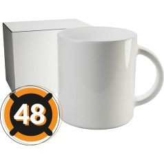 48 White Ceramic Sublimation Cups with Handle | Neutral Single Box | 350ml Capacity (11oz) | Category AAA | Microwave and Dishwasher Safe Cricut Compatible