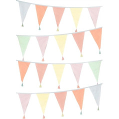 Talking Tables Pastel Fabric Bunting with Tassels - 3 m | Triangle Flag Pennant Garland, 100% Cotton, Home Decor for Girls Bedroom, Nursery Accessories, Indoor Outdoor Easter Decorations, Baby Shower