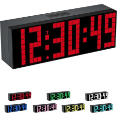CHKOSDA Digital Alarm Clock, LED Clock with 2 Inch Digital, 7 Colour Options, Adjustable Brightness, Countdown Clock with Remote Control, Calendar and Temperature Display, Table Clock for Bedroom