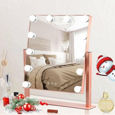 Depuley Hollywood Make-Up Mirror with Lighting, 12 LED Light, Dimmable Cosmetic Mirror, 3 Modes, Vanity Mirror, Bathroom Mirror, Table Mirror, Wall Mirror with 10x Magnification for Bedroom, Dressing