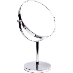 Pedestal Mirror 8 Inch 5x Magnification, Two-Sided Swivel Mirror Chrome finish Cosmetic Mirror, Standing Shaving Mirror Make Up Mirror, for Bathroom and Bedroom, KXD3108-5x