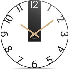Cander Berlin SOLVIG XXL Wall Clock Silent 60 cm Metal Wooden Hands without Ticking Noises Large Modern Black Living Room Kitchen Vintage