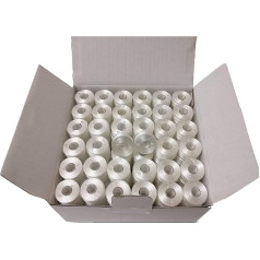 Doublelin, Prewound bobbins, Plastic Sided, Size A, Class 15, 15J, Brother SA156, 144pcs, White Color, 100% Polyester, 75/D2 140 Yards, Works on Most Babylock, Berenia, Brother, Janome, Juki, Singer