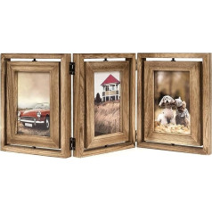 Rustic Brown 360° Double Sided Triple Hinge Photo Frame 4x6 Desk Decoration Wedding Favors Christmas Father's Day Mother's Day