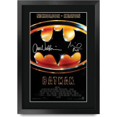 HWC Trading Batman A3 Framed Signed Printed Autographs Picture Print Photo Display Gift For Michael Keaton Jack Nicholson Film Fans