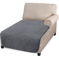 Super Soft Thick L-Shaped Sofa Cover, Non-Slip Chaise Lounge for Large Corner Couch, Pets (Chaise, Grey)