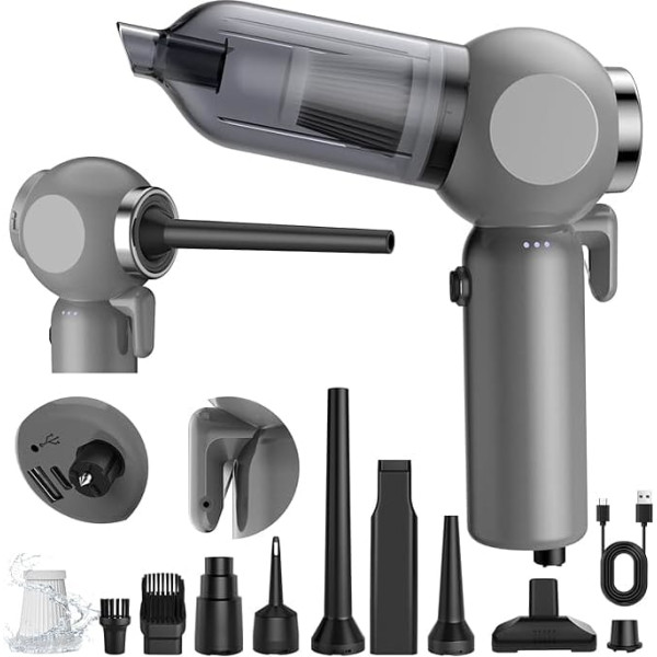 Handheld Vacuum Cleaner Cordless Car Vacuum Cleaner 170000PA 7 in 1 Multifunctional Mini Vacuum Cleaner with Brushless Motor, Car Window Breaker and Seat Belt Cutter for Car, Home and Office