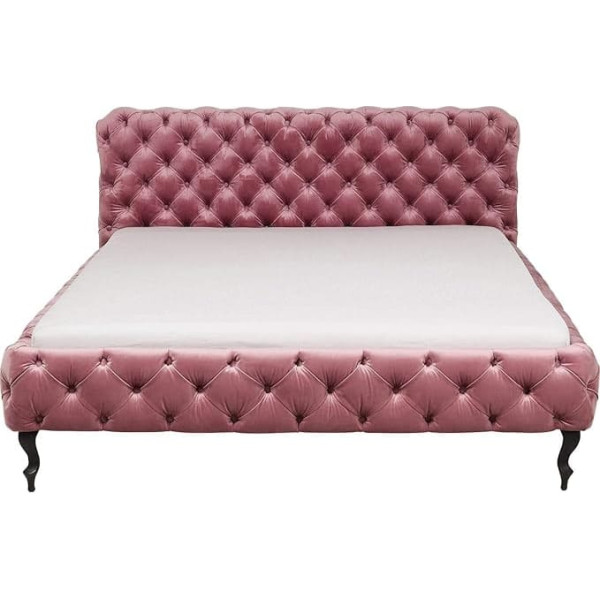 Kare Design Bed Desire, Velvet Rose, Double Bed, Button Binding, Velvet, Durable Cover, Timeless, Luxurious, Low Headboard, 180 x 200 cm