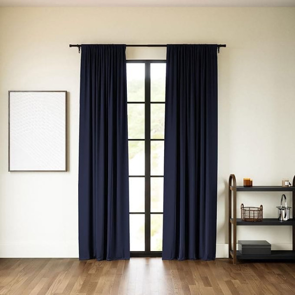 Umbra Twilight Blackout Curtains, 132 x 160 cm, Opaque Curtains with Ruffle Tape for Room Darkening, Set of 2, Navy Blue