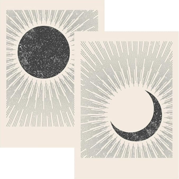 JUNOMI® Sun and Moon Poster DIN A2, Boho Decoration, Minimalist, Yoga Accessories, Perfect Yoga Gift Idea, Without Frame