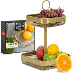 Moritz & Moritz Fruit Stand in Gold Metal – Fruit Basket Stand in Gold – Fruit Bowl Stand, Gold, for Fruit, Vegetables and Bread