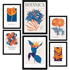 Nacnic Set of 6 Flower Posters. Orange Petals. Natural and Botany Prints for Interior Design and Decoration. A3 & A4 No Frame.