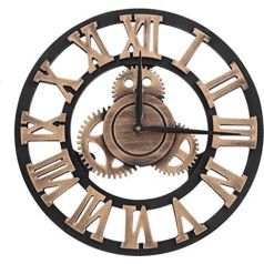 EBTOOLS 3D Vintage Gang Wall Clock, Metal Wall Clock, Vintage Handmade Roman Numeral Wall Clocks for Living Room, Restaurant, Office, Bar, Kitchen (30 cm Rich Copper)
