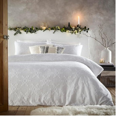 furn. White Snowflake Tufted Duvet Cover Set King Size