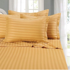 Elegant Comfort Best, Softest, Coziest 6-Piece Sheet Sets! - 1500 Thread Count Egyptian Quality Luxurious Wrinkle Resistant 6-Piece DAMASK STRIPE Bed Sheet Set, California King Camel/Gold