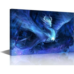 TISHIRON Red Dragon Print Volcano Mythical Virtual Animal Canvas Painting for Living Room Motor Racing 1 Panel Wall Art Artwork Home Decor Giclee Wooden Frame Stretched Ready