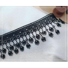 Fransenborte, Vorhangquasten, 91 cm, Stickerei, Spitzenbesatz, Fransen, DIY, Nähen, Kleidung, Kleid, Verzierung (schwarz)