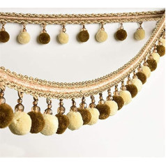 Dekorativer Fransenbesatz for Nähen und Basteln, Fransenbesatz, 3 Meter Borte, Quaste, Kugel, Fransenband, Spitze, Stoff, Vorhang, Tischdecke (blau)(Light Brown)