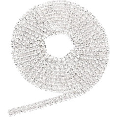 91 cm Kristall-Strass-Silberkette zum Basteln, Nähen, Bänder für Hochzeitskleider und Kuchendekoration – zweireihig