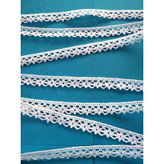 Pizzitalian Lace Ribbon – Bobbin Lace, White, Height 1 cm x 10 m, Lace Border Cotton, Decorative Ribbons for Dirndl, Costume Dress, Wedding Decorations & Crafts, Made in Italy