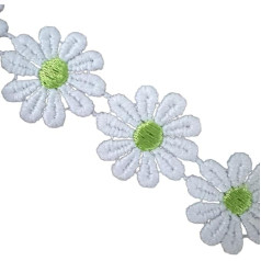 91 cm langes Spitzenband mit Blumenverzierung, bestickt, 25 mm breit, bestickte Applikation für Kleidung, Dekoration