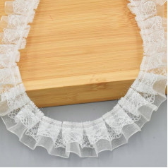 Satin Organza Lace Trim | Lace Trim, 5 Yard Lace Ruffle Ribbon, Vintage Lace Fabric, Cutting DIY Lace Ribbons for Crafts, Sewing, Wedding Distortion, White