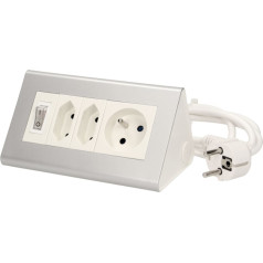 Galda pagarinātājs ar slēdzi 2x2P/II+1x2P+Z, kabelis 1,5 m 3x1 mm