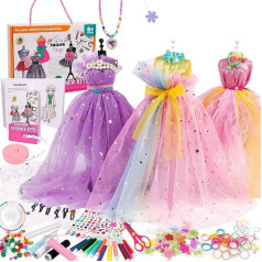 Girls Clothes Designer Kit, Fashion Design Kit for Girls | 345 Pieces Creativity Art and Craft Kit - 2 Mannequin Stands, Fashion Design Set for Making Doll Clothes