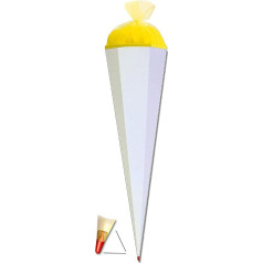 Complete Filling – Approx. 200 Pieces – for School Cone – Blank – White / Yellow – with Wooden Tip / – for All Roth Sugar Cone – for Crafts, Painting and Decorating