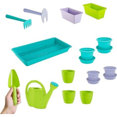 GARDENICO Garden Tool Set for Children, 24 Pieces, Garden Tool Set, Flower Pots and Garden Tools, Garden for Children from 3 Years