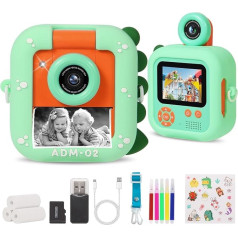 ZUEOKAI Children's Camera, 2.4 Inch Instant Camera with 180° Rotating Lens & 3 Printing Papers & 32GB Card, Children's Camera with Silicone Case, Gifts for Girls and Boys 3-12 Years