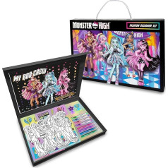 abeec Monster High Fashion Designer Set - A Creative Set, Perfect for Kids Who Love Designing! Awaken Stylish Outfits with Vivid Pens, Playful Stamps and Unique
