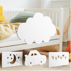 zovis Wooden Fall Guard for Cots - Safety during Sleep | Cloud (White)