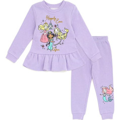 Disney Princess Minnie Mouse Winnie the Pooh Rapunzel Eeyore Piglet Fleece Sweatshirt and Trousers Set Infant to Small Child, Princess/Purple, 24 Months, Princess/Purple