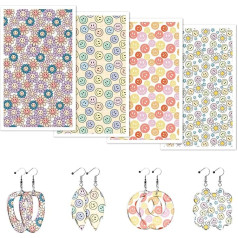 Whaline 20 Pieces Groovy Retro Clay Transfer Paper Smile Face Daisy Transfer Paper for Boho DIY Art Craft Polymer Clay Jewellery Earrings Making Accessories, 11.9 x 7.1 cm