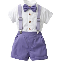 Toddler Boys Short Sleeve Solid T-Shirt Tops Braces Shorts Child Children Gentleman Outfits Baby Romper Newborn Set