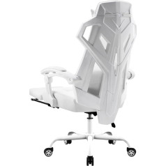 GTPLAYER Ergonomic Office Chair, Desk Chair, Gaming Chair, Swivel Chair, Adjustable Lumbar Support, Headrest, Back-friendly Executive Chair with Connecting Armrests, Mute Wheels, White